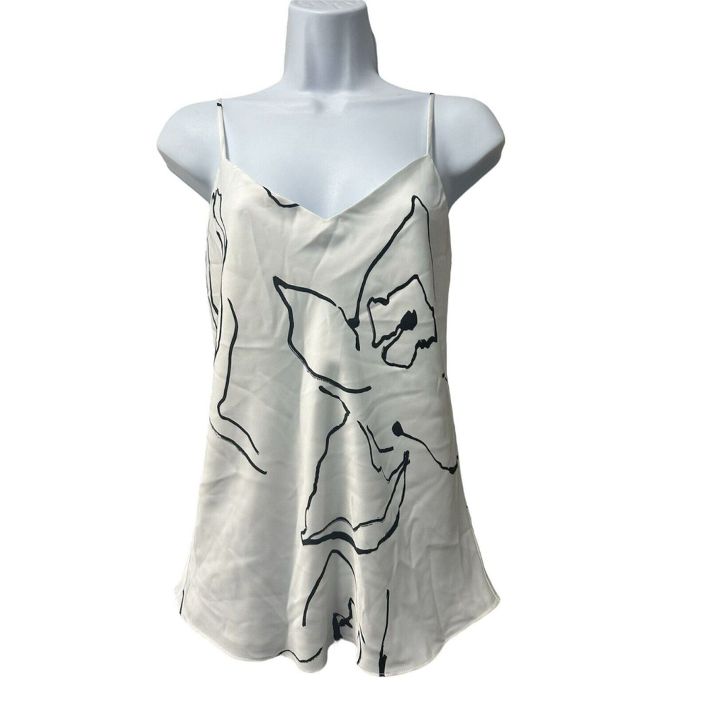 Club Monaco Womens Adjustable Strap V-Neck Pullover Cami Tank Top White/black Xs